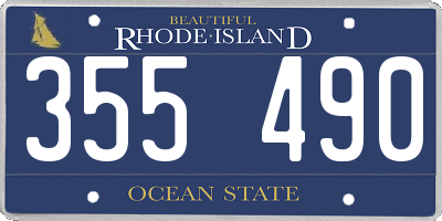 RI license plate 355490