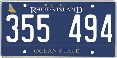 RI license plate 355494