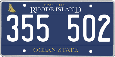 RI license plate 355502