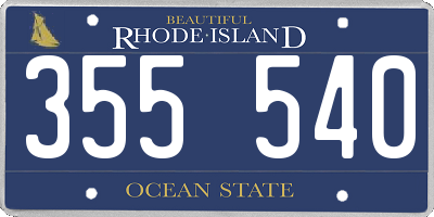 RI license plate 355540