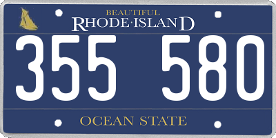 RI license plate 355580
