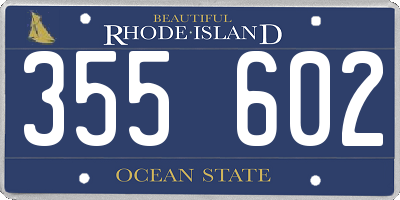 RI license plate 355602