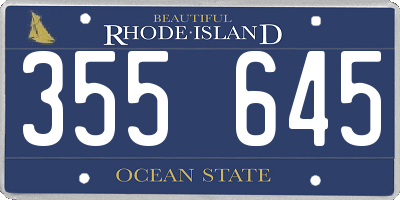 RI license plate 355645