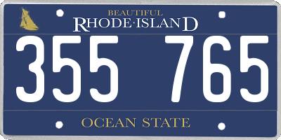 RI license plate 355765