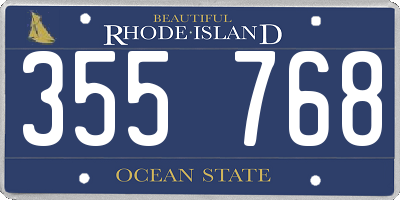RI license plate 355768