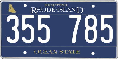 RI license plate 355785