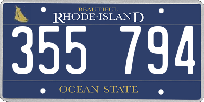 RI license plate 355794