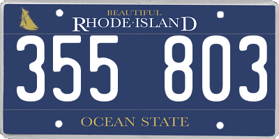 RI license plate 355803