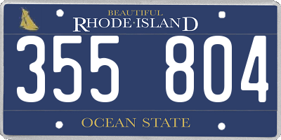 RI license plate 355804
