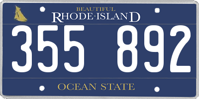 RI license plate 355892