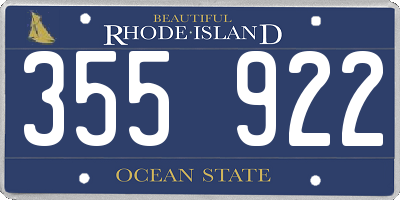 RI license plate 355922