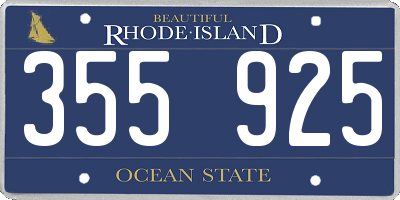 RI license plate 355925