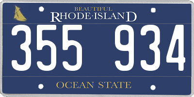 RI license plate 355934