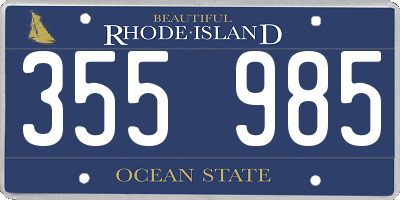 RI license plate 355985