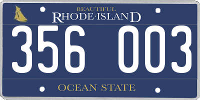 RI license plate 356003