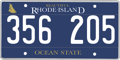RI license plate 356205