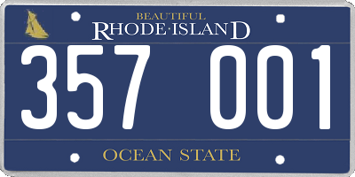 RI license plate 357001