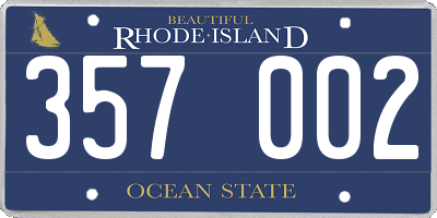 RI license plate 357002