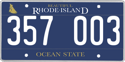 RI license plate 357003