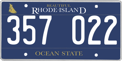 RI license plate 357022