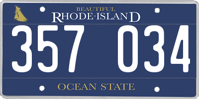 RI license plate 357034