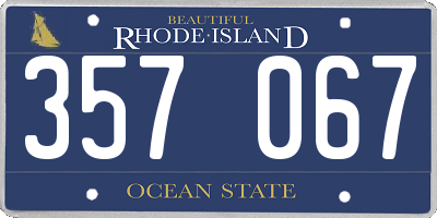 RI license plate 357067