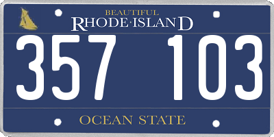 RI license plate 357103