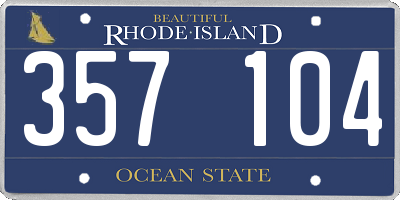 RI license plate 357104