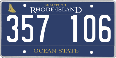 RI license plate 357106