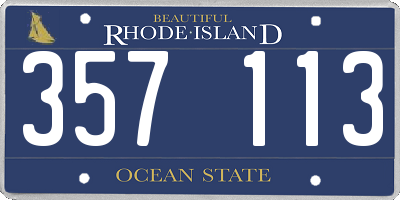 RI license plate 357113