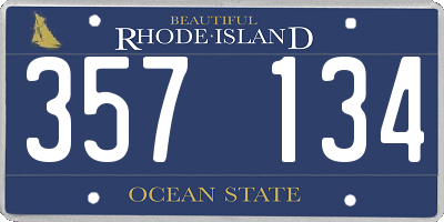 RI license plate 357134
