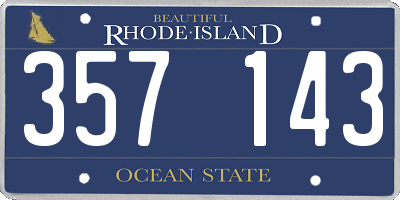 RI license plate 357143