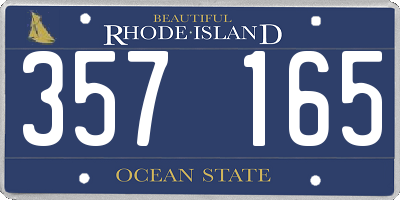 RI license plate 357165
