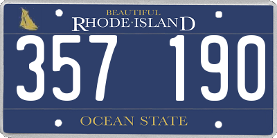 RI license plate 357190