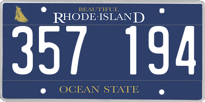 RI license plate 357194