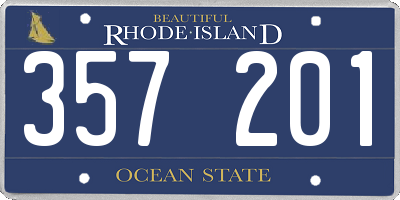 RI license plate 357201