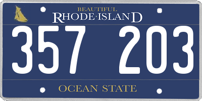 RI license plate 357203