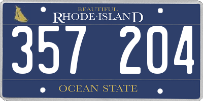 RI license plate 357204
