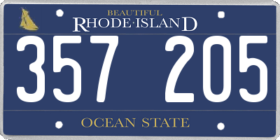 RI license plate 357205