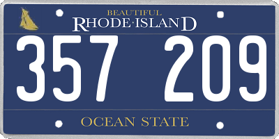 RI license plate 357209