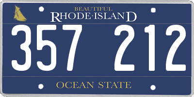 RI license plate 357212