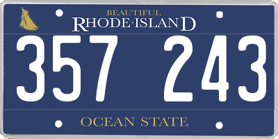 RI license plate 357243