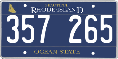 RI license plate 357265