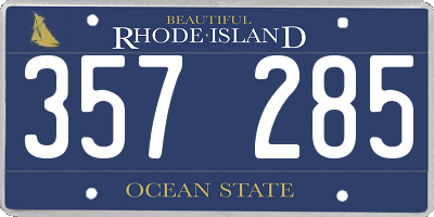 RI license plate 357285