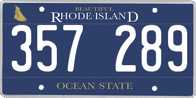 RI license plate 357289