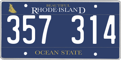 RI license plate 357314