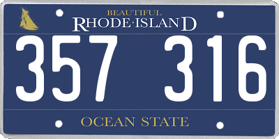 RI license plate 357316