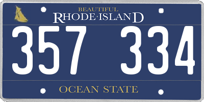 RI license plate 357334