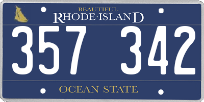 RI license plate 357342