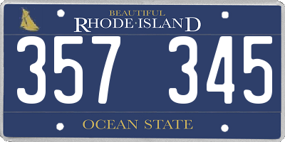 RI license plate 357345